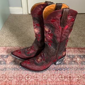 NIB Old Gringo Boots “Pansy” 🌺 Choc/red